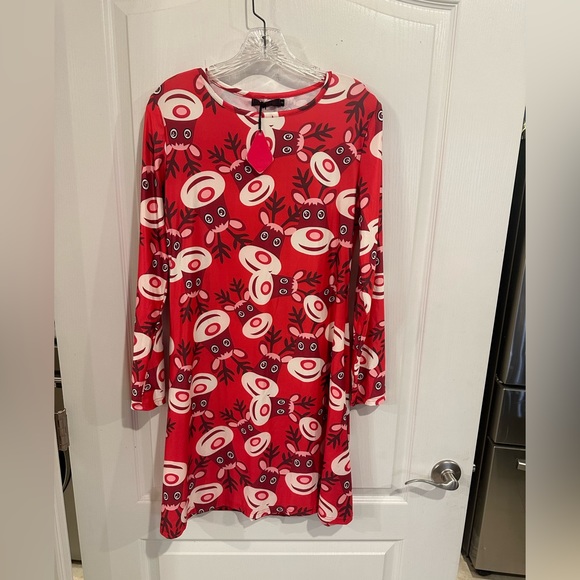 Vessos women’s red Christmas holiday Reindeer dress size small new w tags - Picture 2 of 6